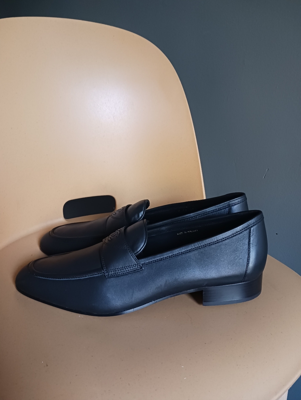 Chanel Uniform Black Leatger Loafers Size 46C,new Never Used - Picture 10 of 16